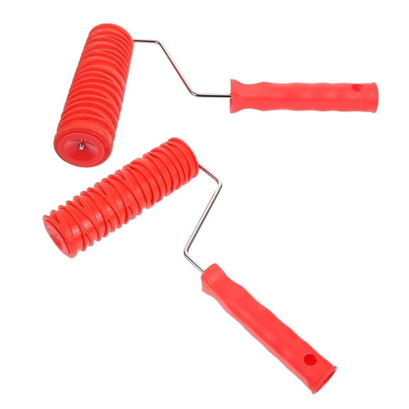 OFFIGAM 2Pcs Embossing Texture Paint Roller Red Rubber Wear Resistant for Wall and Ceiling Art