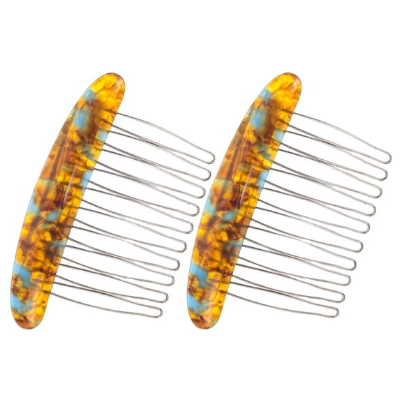 OFFIGAM 2Pcs French Hair Pin Combs with Sturdy Iron Teeth and Comfortable Fit for Parties
