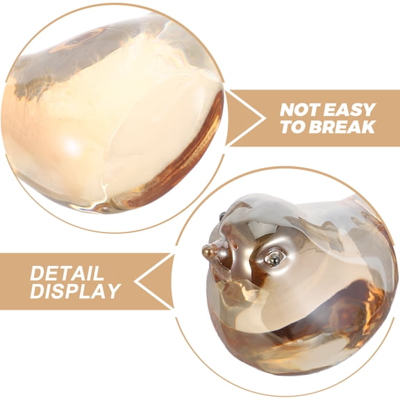 OFFIGAM Set of 2 Light Brown Glass Bird Figurines, Crystal Decorative Statues for Home Decor, Coffee Table and Bookshelf Display Accents