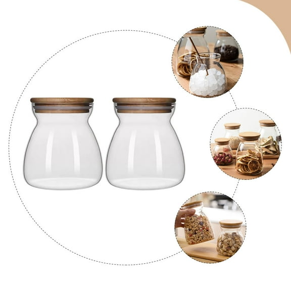OFFIGAM 2-Pack Glass Storage Jars with Lids, Airtight Kitchen Canisters for Food, Pantry, Spice, Coffee, Tea Storage