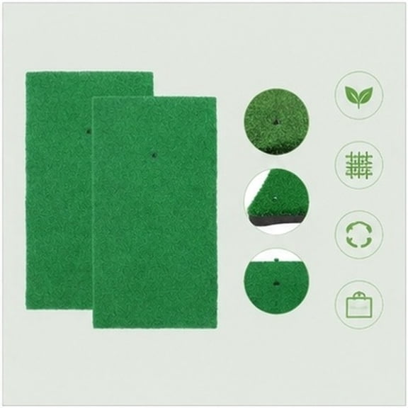 OFFIGAM 2-Piece Green Golf Practice Mat, Nylon EVA Turf Hitting Pad for Indoor Outdoor Training, Beginner to Pro