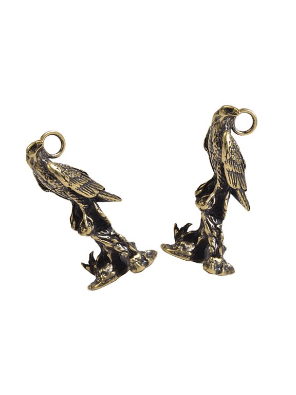 2Pcs Handmade Golden Brass Keychain Pendants Creative Eagle Design DIY Accessories