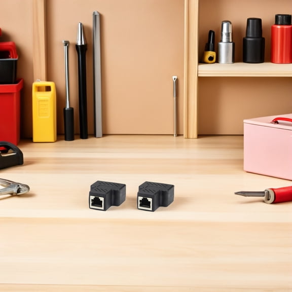 OFFIGAM 2-Pack Ethernet LAN Splitter Adapter Black Network Interface Converter for Home and Office Use