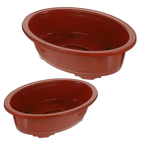 OFFIGAM 2Pcs Lightweight Oval Plastic Bonsai Planter Pots with Smooth Surface for Garden Use