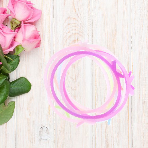OFFIGAM 2-Pack Silicone Hairbands Bow Shape Elastic Bracelets for Hair Styling Assorted Colors