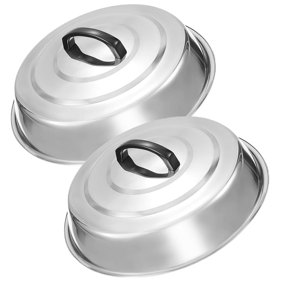 OFFIGAM 2Pcs Reusable Stainless Steel Pan Lid Transparent Pot Cover Splash Guard