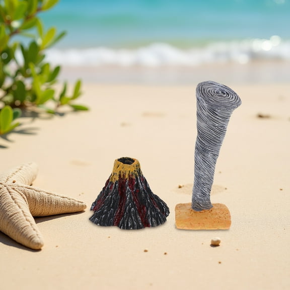 OFFIGAM 2-Piece Realistic Volcano and Sculpture Set for Home Decor Natural Display Model