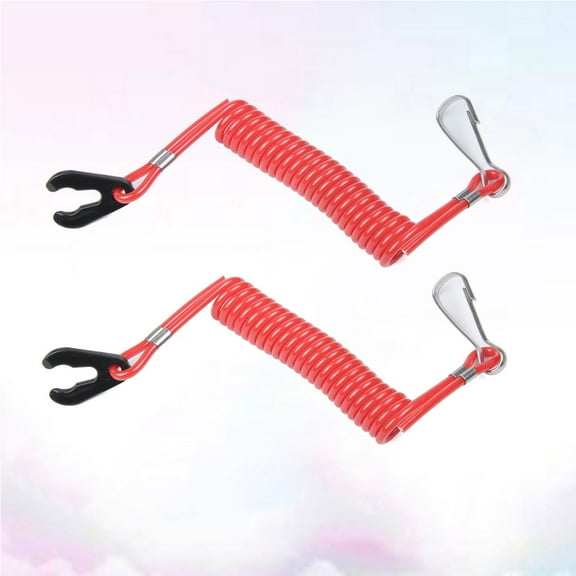 OFFIGAM 2Pcs Motor Safety Tether Lanyard Waterproof Plastic Durable for Boat Outboard Engines