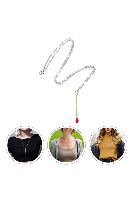 2Pcs Funny Matchstick Necklace Creative Design Trendy Zinc Alloy Adjustable Length for Family Friends Couples