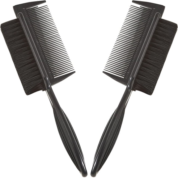 OFFIGAM 2Pcs Nylon Bristle Double Sided Hairbrush and Comb Set for Home Salon Hair Styling