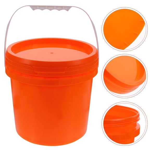 OFFIGAM 2Pcs Orange Plastic Gallon Bucket with Handle and Lid for Paint Storage and Mixing