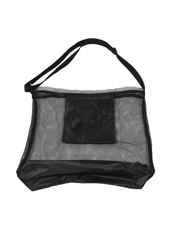 2-Pack Large Capacity Outdoor Fruit Picker Bags Black Mesh Foraging Tote with Adjustable Shoulder Strap