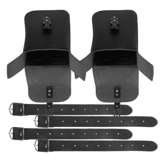 OFFIGAM 2Pcs PU Motorcycle Handlebar Storage Pouch Front Fork Tool Bag Black for Motorcycles