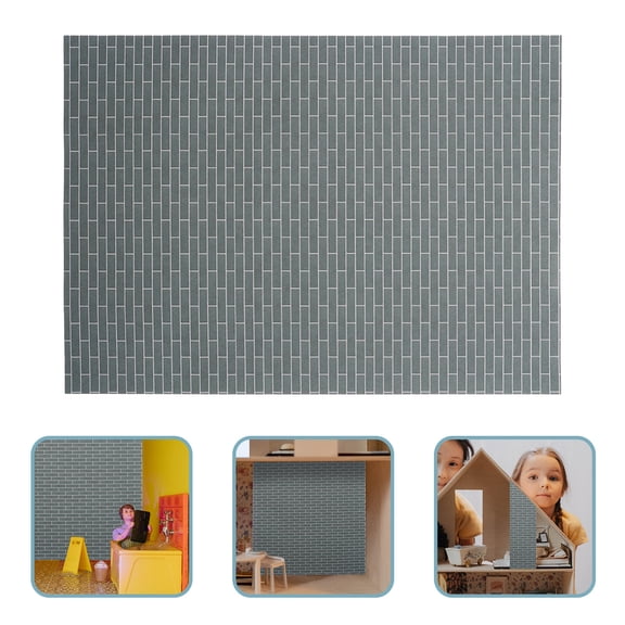 OFFIGAM 2-Pack Peel and Stick Dollhouse Wallpaper Sheets, Dark Grey Decorative Wall Coverings for Miniature Rooms