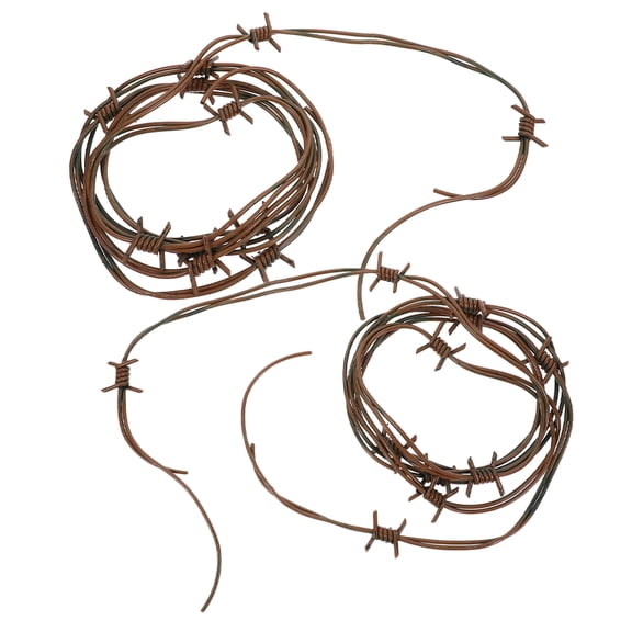 OFFIGAM 2Pcs Plastic Barbed Wire Prop Brown Realistic Western Party Decorations