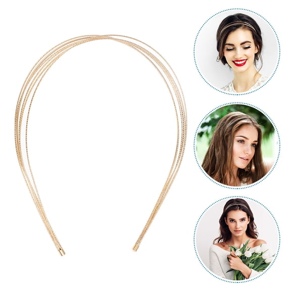 OFFIGAM 2Pcs Plated Gold Metal Headbands Thin Multi Layer Wire Hairband Stylish Durable Decoration