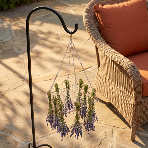 OFFIGAM 2Pcs Plated Silver Herb Drying Rack Hanging Mesh for Garlic Onions and Flowers Efficient Airflow Design