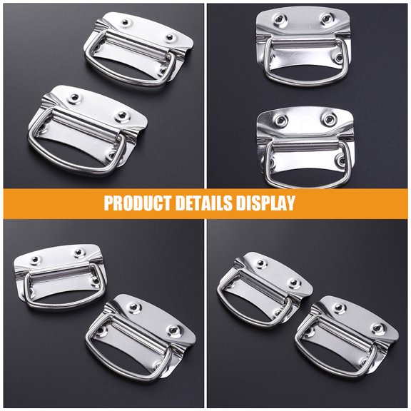OFFIGAM 2Pcs Plated Silver Surface Mount Chest Handles Durable Reliable Handles for Toolbox and Bags