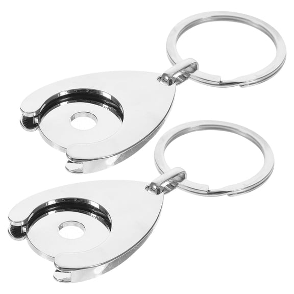OFFIGAM 2-Pack Portable Round Trolley Tokens with Key for Supermarket Shopping Convenience