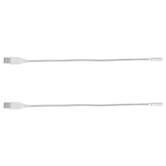 OFFIGAM 2Pcs Portable USB Reading Light Silver with Flexible Gooseneck for Laptop and Notebook