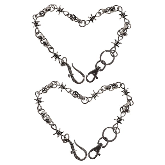 OFFIGAM 2Pcs Punk Side Chain Waist Belt Metal Alloy Vintage Design for Pants Casual Streetwear