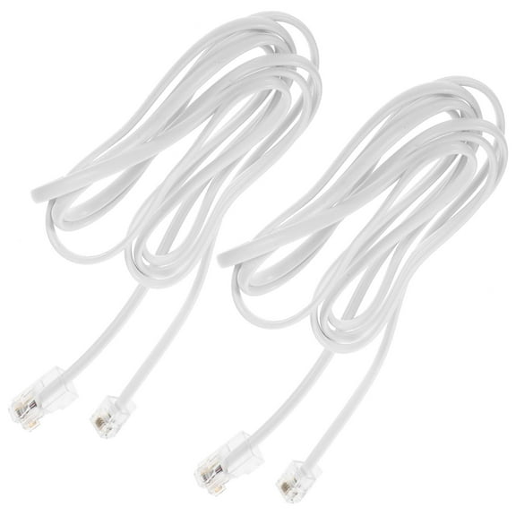 OFFIGAM 2-Pack RJ11 Adapter Cable White PVC Copper Wire for Office and Home Phone Connections