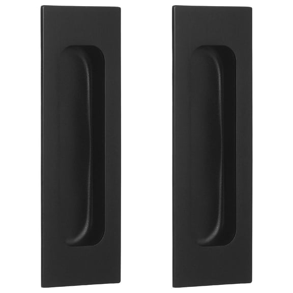 OFFIGAM 2Pcs Sliding Door Handles Black Stainless Steel Recessed Cabinet Pulls for Wardrobes Cupboards