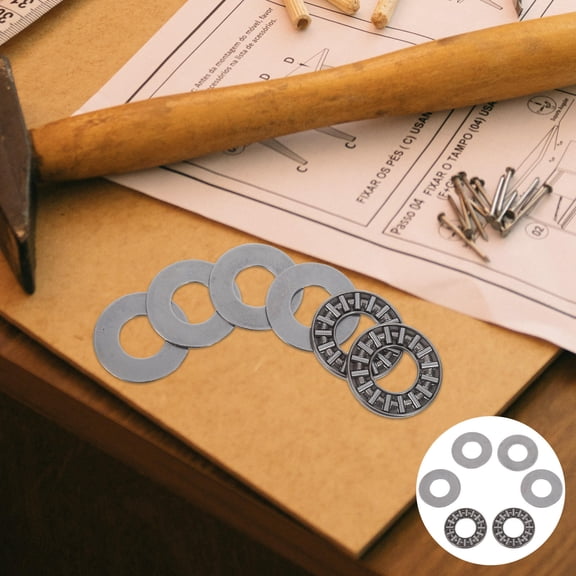 OFFIGAM 2Pcs Precision Needle Roller Thrust Bearing Set with Washer Steel for Machinery and Transmission