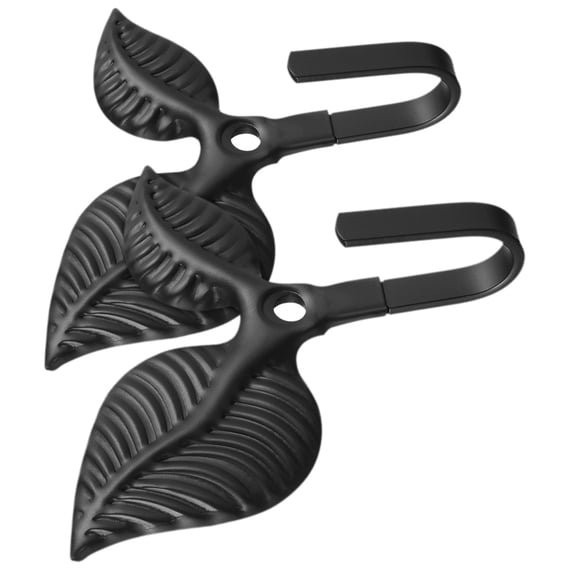 OFFIGAM 2-Pack Retro Black Metal Leaf Wall Hooks, Decorative Wall Mounted Coat Hooks for Home Entryway, Bedroom, Bathroom