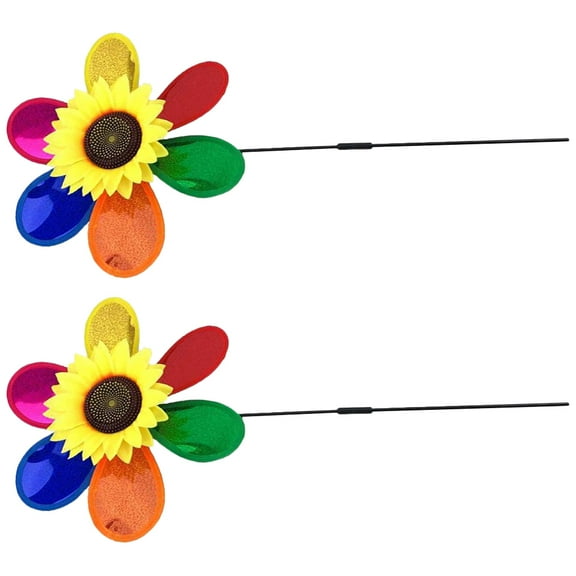 OFFIGAM 2-Pack Rotating Pinwheels for Yard and Garden, Assorted Colors Outdoor Windmill Decorations for Lawn and Patio