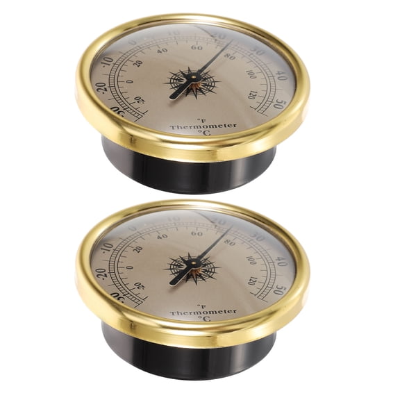 OFFIGAM 2Pcs Golden Decorative Outdoor Thermometer Accurate Analog Wall Mounted Temperature Gauge