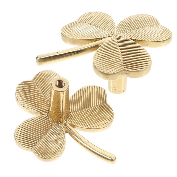 OFFIGAM 2Pcs Rustic Cabinet Handles Brass Knobs For Cabinets Shamrock Drawer Pulls For Adults