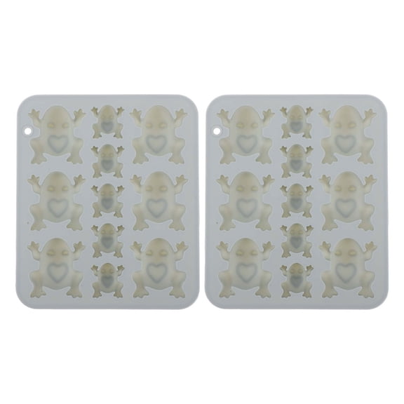 OFFIGAM 2Pcs Silicone Baking Mold Dark Grey Frog Theme Multi Slot Fondant Mold for DIY Chocolate and Desserts