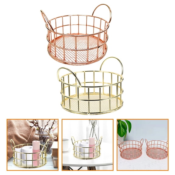 OFFIGAM 2Pcs Small Iron Storage Baskets for Home Use Versatile Metal Desktop Fruit and Snack Holder