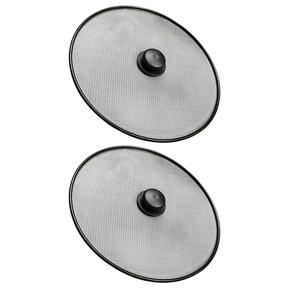 OFFIGAM 2-Pack Stainless Steel Frying Pan Splatter Screens with Handles, Black, Kitchen Cooking Accessories
