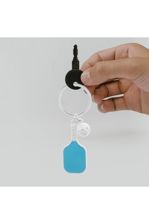 Blue Metal Pickleball Keychain, Lightweight Portable, Ideal for Fans and Players, Durable, 2Pcs