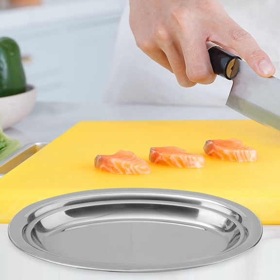 OFFIGAM Stainless Steel Dish Plate Silver for Cooks Daily Use 2Pcs