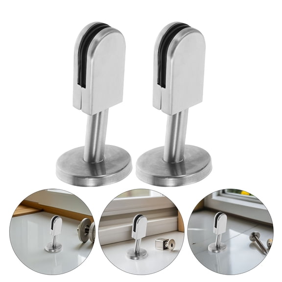 OFFIGAM 2-Pack Stainless Steel Throat Clamps for Glass Screens, Adjustable Partition Support Brackets for Office and Home