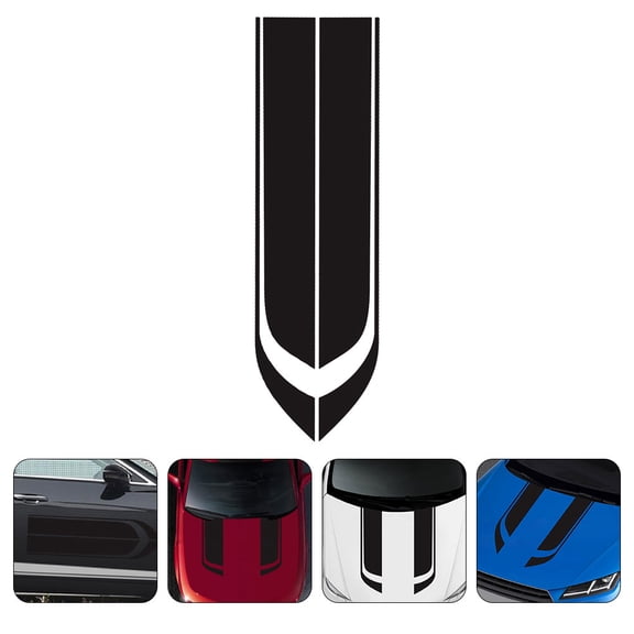 OFFIGAM 2-Pack Black PVC Racing Stripe Stickers for Car Hood, Sporty Vehicle Decal, and Weather-Resistant
