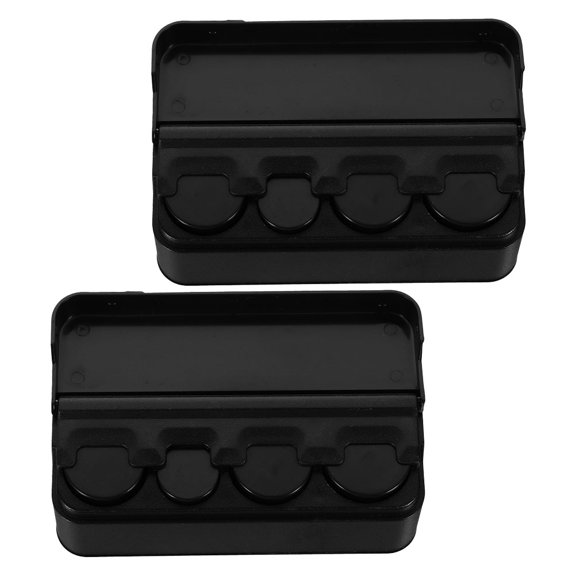 OFFIGAM 2Pcs Black Coin Holder Car Change Organizer Sturdy PP Material Practical Storage Box