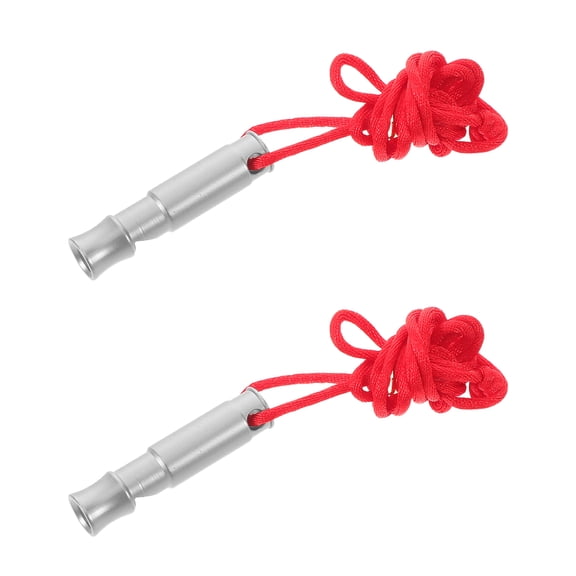 OFFIGAM 2Pcs Stainless Steel Survival Whistles for Outdoor Use Loud High Decibel Emergency Signal