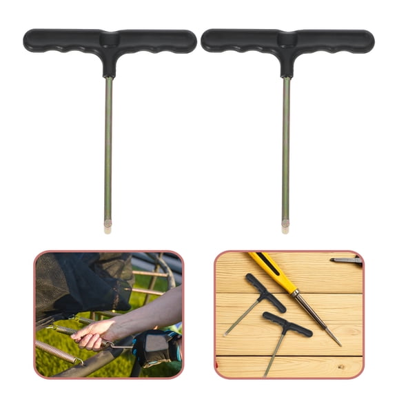 OFFIGAM 2Pcs T-Handle Spring Puller Tool with Solid Steel Shaft for Secure Trampoline Spring Assembly Outdoors