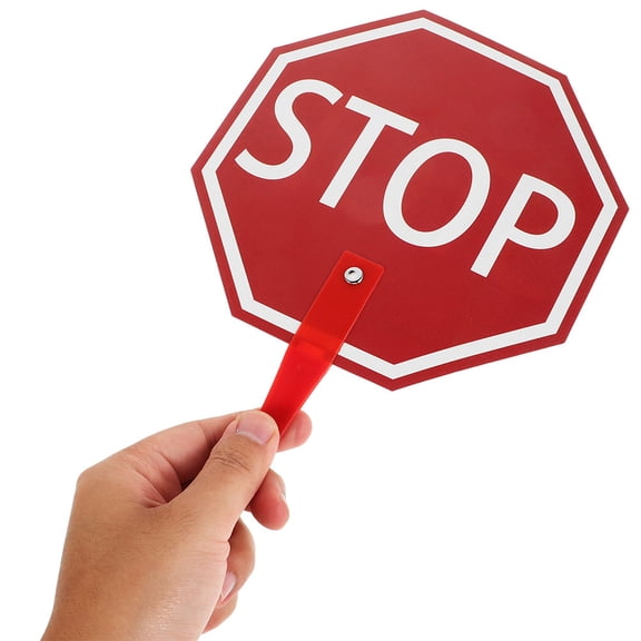 OFFIGAM Red Plastic Student Learning Stop Sign 2-Pack Educational Traffic Safety Teaching Tool for Kids