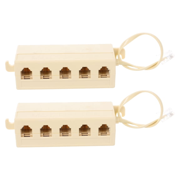 OFFIGAM 2Pcs Telephone Jack Adapter 5 Way Landline Junction Box Easy Use Telephone Accessory