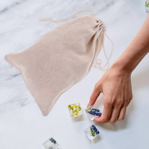 OFFIGAM 2Pcs Ice Bags Storage for Ice Cubes in Beige Cotton Material