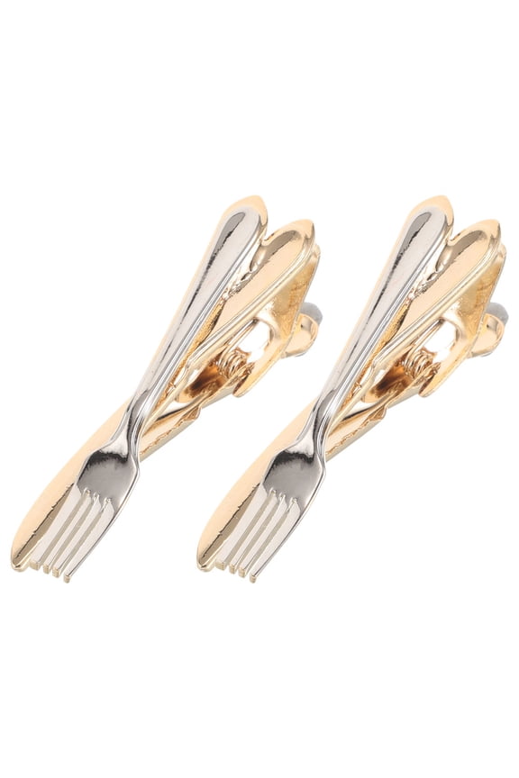 2Pcs Tie Pins for Men Copper Cutlery Shape Tie Clips Unique Men Accessories for Business and Formal Occasions