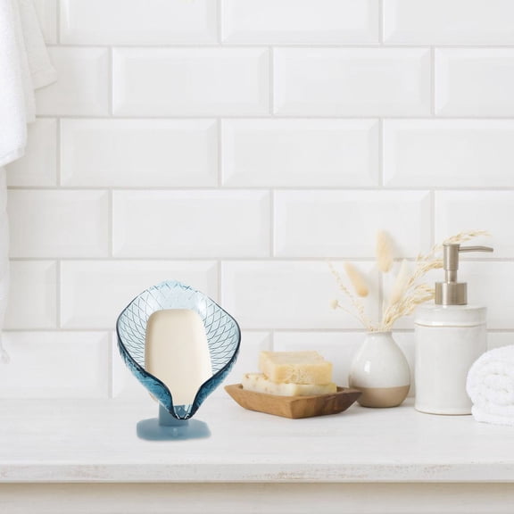 OFFIGAM 2-Pack Transparent Black-Gray Soap Drain Rack with Cup Mount for Bathroom and Kitchen