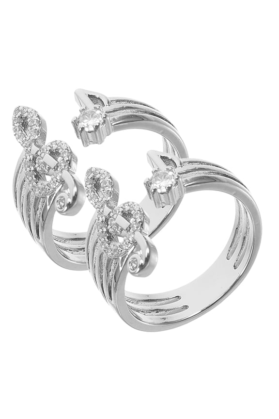 2Pcs Unique Geometric Music Note Open Rings Plated Adjustable Band for Daily Wear