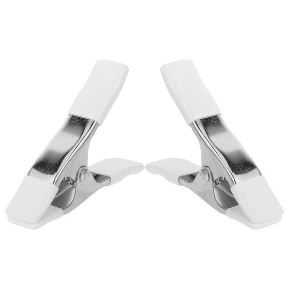 OFFIGAM 2Pcs White Heavy Duty Spring Clips for Backdrop Stand Photography Accessories with Antislip Surface