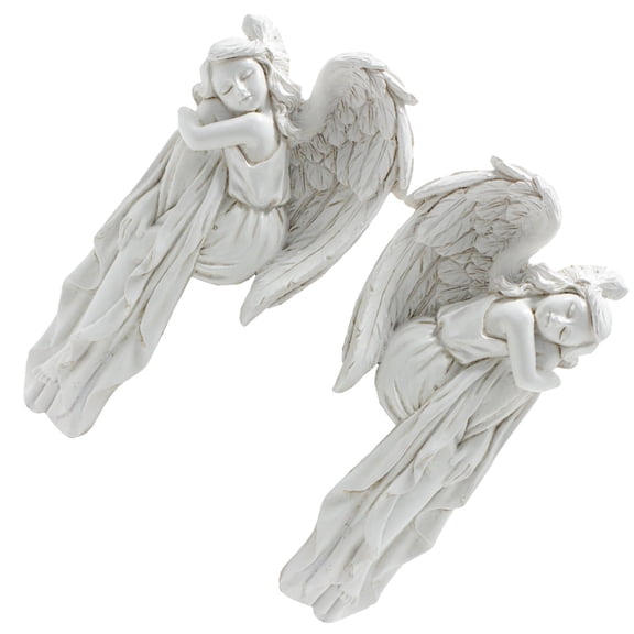 OFFIGAM 2Pcs White Resin Angel Figurines Door Frame Decor Craft for Home Wall Hanging